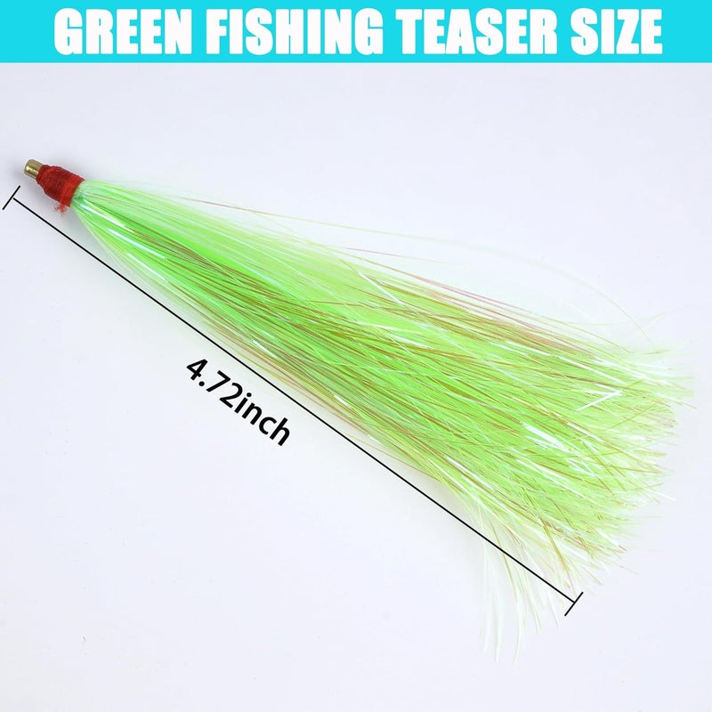 VATEICO Fishing Teasers,Bucktail Teaser Mylar Flash Teaser Tail Rigs Skirts Hair Flounder Fishing Lure Bait Rigs for Saltwater Freshwater - Image 2